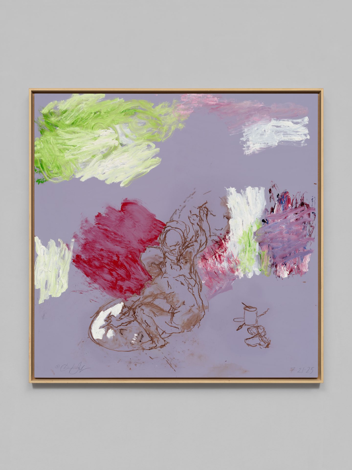 Painting with crouching figure, by Oliver Lee Jackson